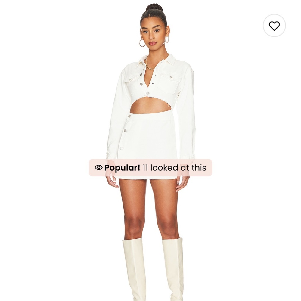 Mika Button Front Dress in White Denim